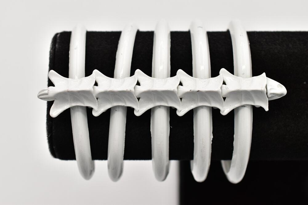 Halloween White Skeleton Rib Cage Spine Cuff Bones Bracelet Gothic Costume BinD